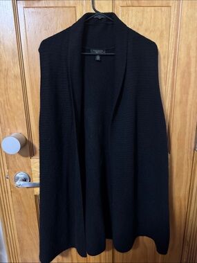 Charter Club Black Cashmere Open-Front Sweater vest